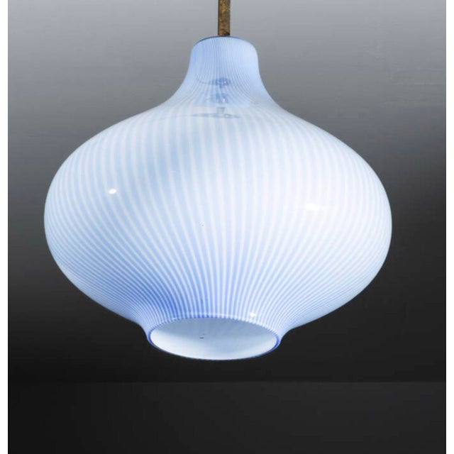 "Cipolla" pendant lamp designed by Massimo Vignelli and Paolo Venini, produced by Venini in the 1950s. Lampshade in Latin...