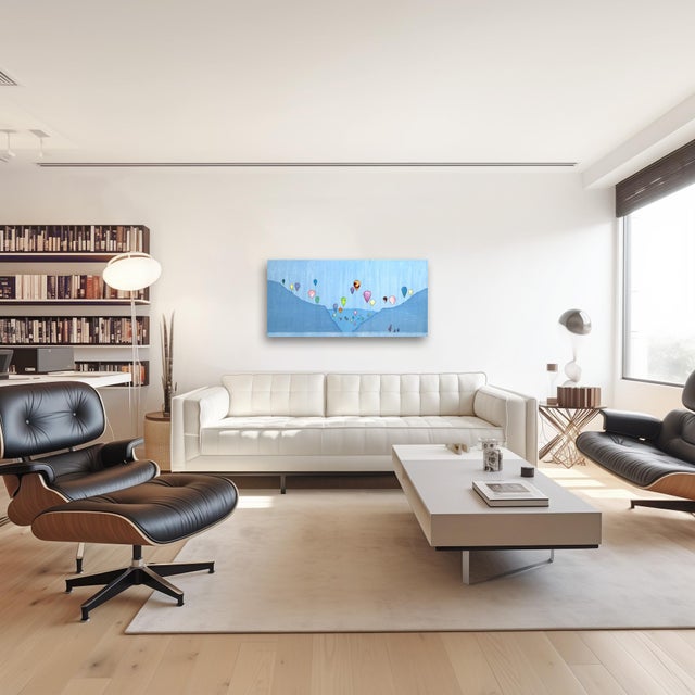 Textile Canyon Skies I - Large Minimalist Blue Landscape Mountains Original Artwork by Peter Kuttner For Sale - Image 7 of 9