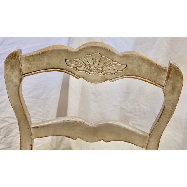 Late 20th Century Late 20th Century Country French Hand Carved Dining Chairs With Rush Seats For Sale - Image 5 of 6