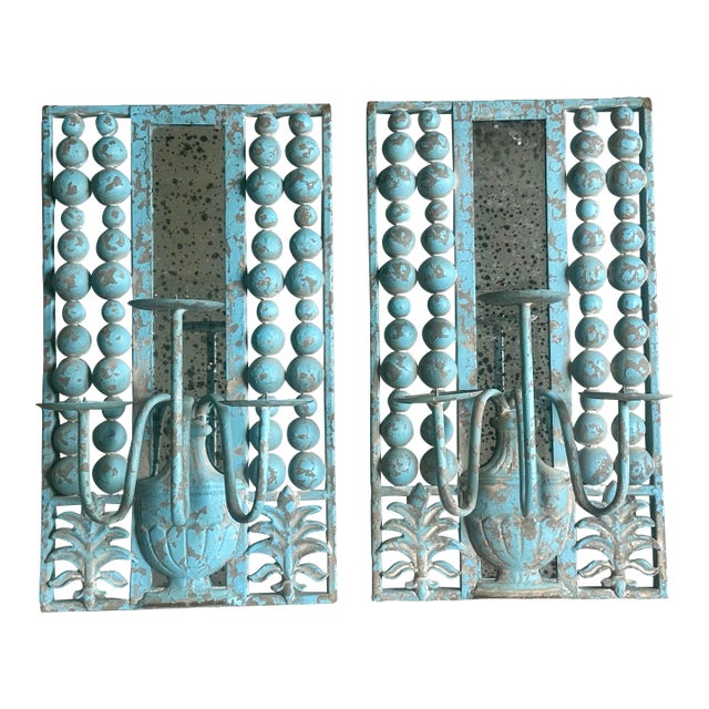 Vintage Iron Candle Wall Sconces - A Pair For Sale
