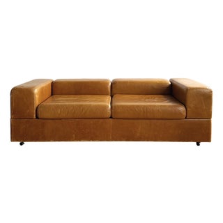 Daybed Sofa in Caramel Leather Upholste by Tito Agnoli, Cinova, 1960s For Sale