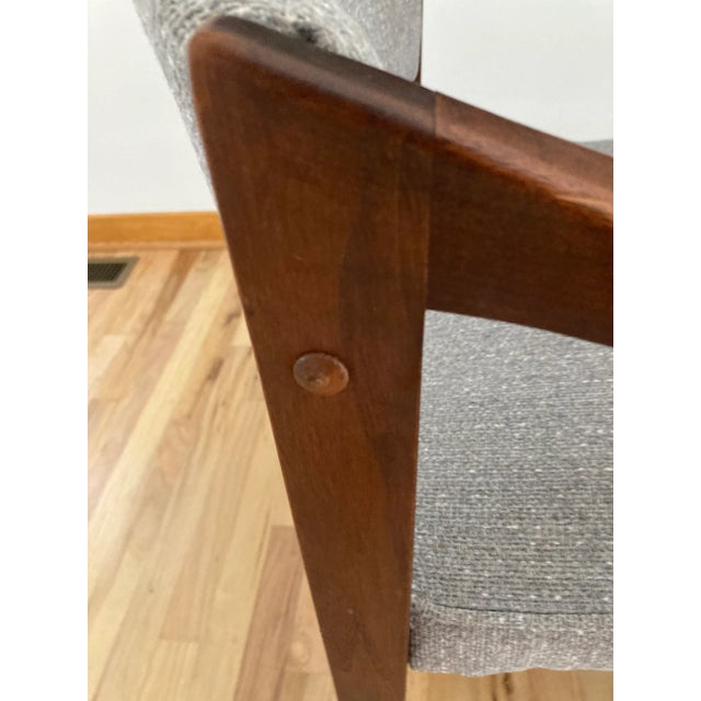Gray Midcentury Walnut Open Arm Chairs- A Pair For Sale - Image 8 of 10