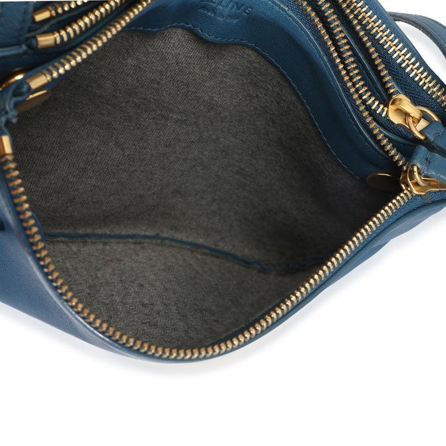 Blue Lambskin Small Trio Crossbody Bag For Sale - Image 9 of 9