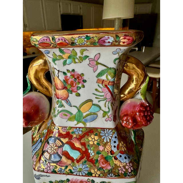 Pair Chinese Export Rose Medallion Porcelain Vases For Sale - Image 12 of 15