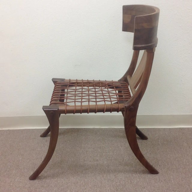 Wood Mid-Century Modern Walnut Klismos Style Chair For Sale - Image 7 of 8