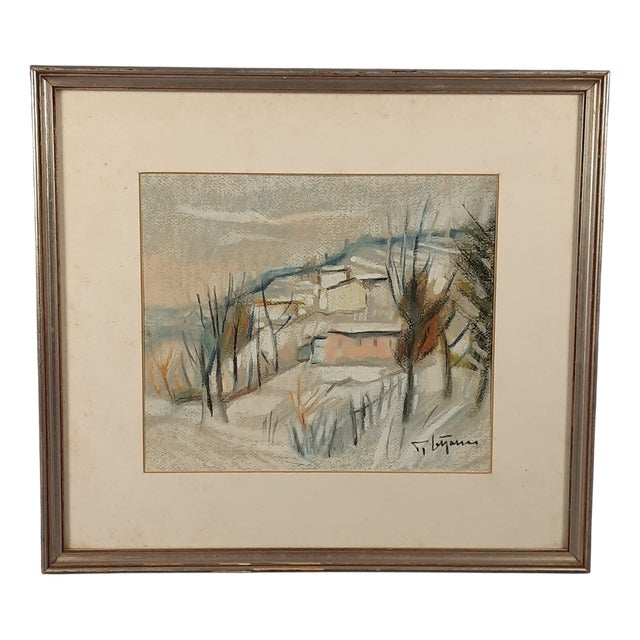 Paolo Cattaneo, Landscape Winter Snow, 1980s, Oil, Framed For Sale