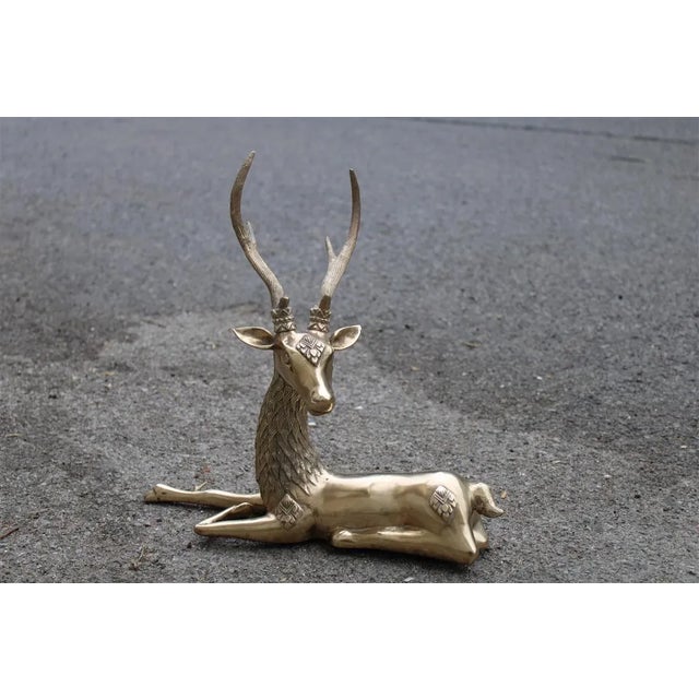 Gold Deer Sculpture in Solid Brass, Italy, 1950s For Sale - Image 8 of 8