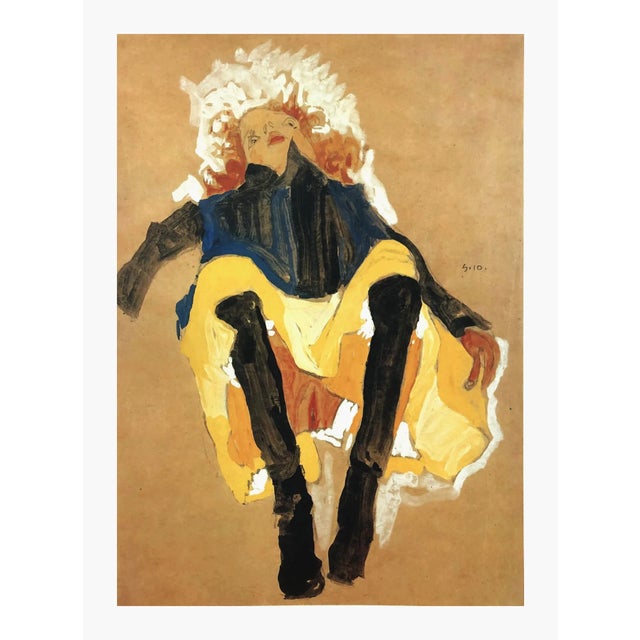Artist: Egon Schiele Country: Austria Title: Red Haired Girl with Legs Apart Medium: Offset – 5 Paper: Heavy paper 16 x 12...