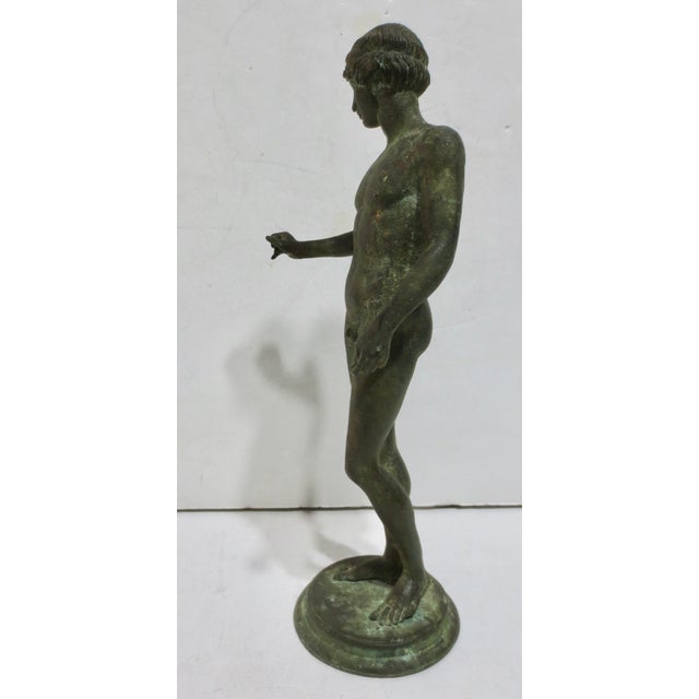 Grand Tour Bronze of Ephebe. A known copy from the Museum of Archaeology in Naples. Figure of youth as a lamp bearer, dark...