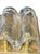 Stylish pair of Italian mid-century Murano glass wall sconces, circa 1970's, each designed with a rectangular brass...