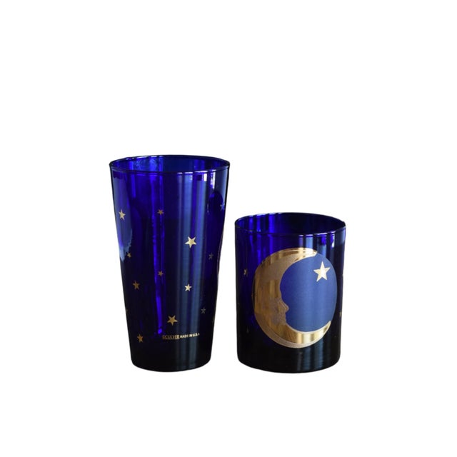 Mid 20th Century Culver Celestial Moon Glasses 22k - Set of 2 For Sale In San Diego - Image 6 of 8