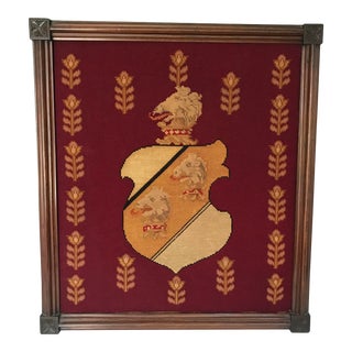 Antique Framed Needlepoint Shield For Sale