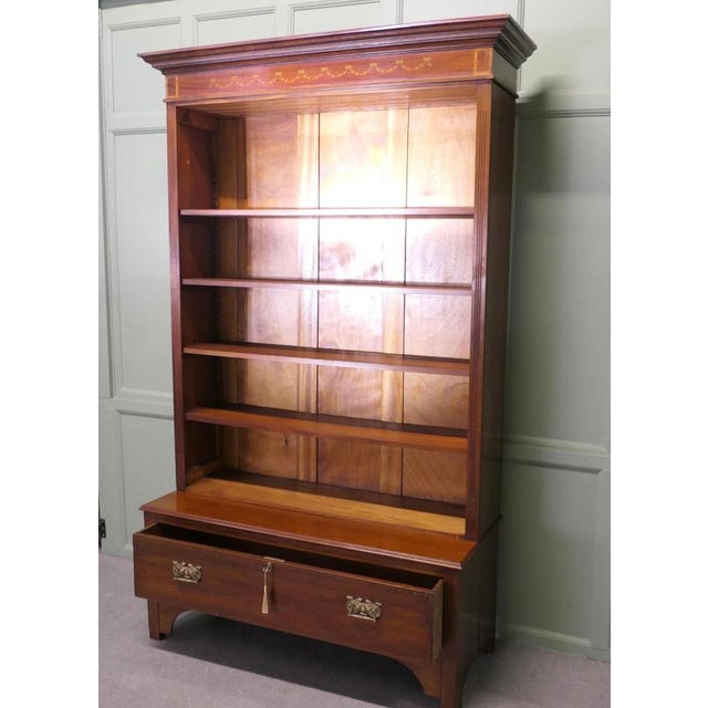 1900 - 1909 Tall Edwardian Walnut Bookcase, 1900 For Sale - Image 5 of 8