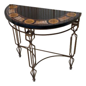 Half Moon Marble Top Demilune Console Table