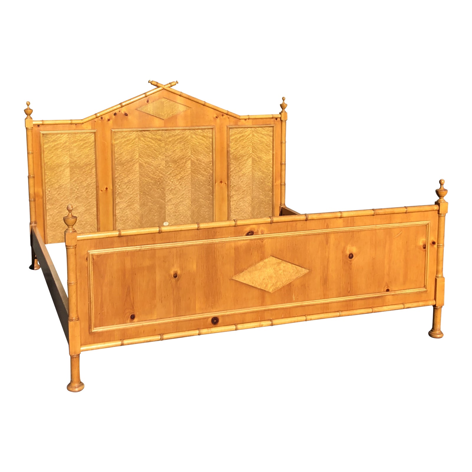Vintage Mid Century Modern Baker Faux Bamboo Bed