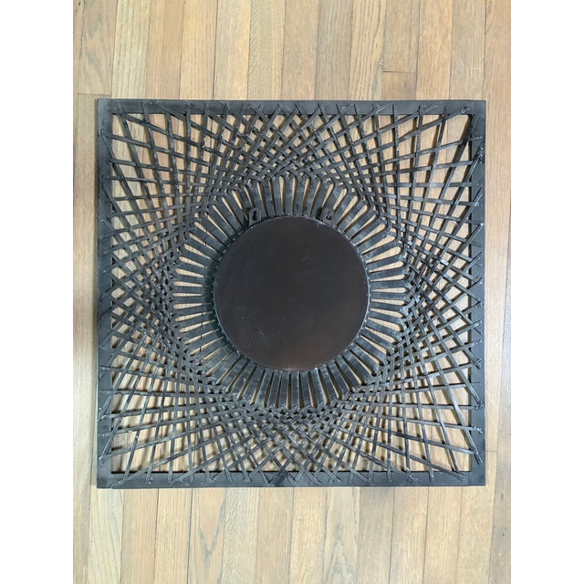 Pair of Square Metal Frames With Round Mirror Inserts For Sale - Image 4 of 5
