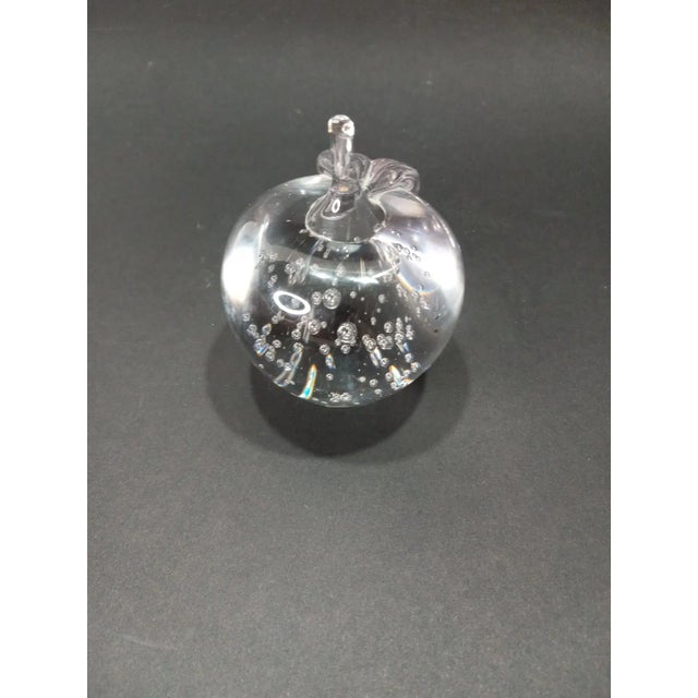 1960s Vintage Hand Blown Lead Crystal Taiwan Apples Bubbles Paper Weights- Set of 2 For Sale - Image 4 of 9