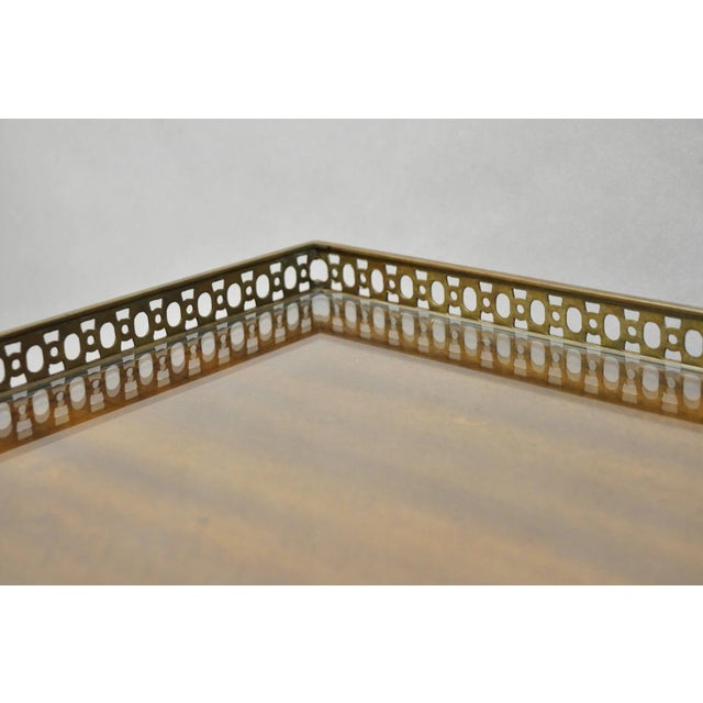 Wood Late 20th Century Maitland Smith Mahogany Regency Style 3 Drawer Writing Desk W/ Brass Gallery For Sale - Image 7 of 14