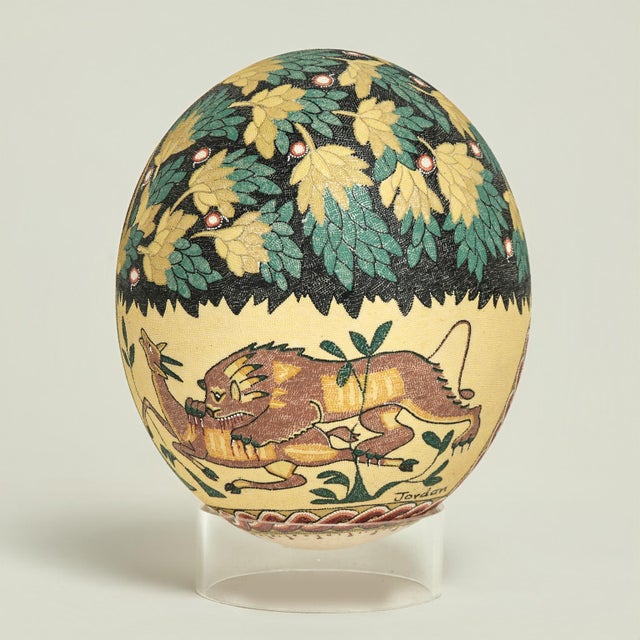 Vintage Moroccan Decorated Ostrich Egg For Sale - Image 4 of 8