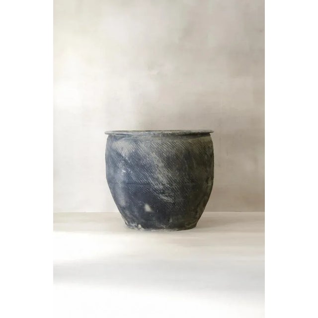 Big Grey Textured Asian Pot For Sale - Image 6 of 6
