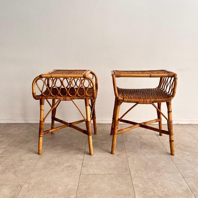 Mid-Century Italian Bamboo and Rattan Nightstands, 1960s, Set of 2 For Sale - Image 9 of 11