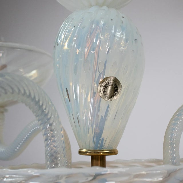 White Mid-Century Opaline Filigrana Murano Chandelier For Sale - Image 8 of 18