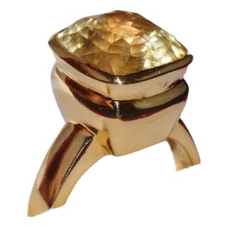 GIA Certified Natural 11.45cts Ceylon Yellow Sapphire 18K Solid Gold Bezel Dome Ring, size 7 For Sale