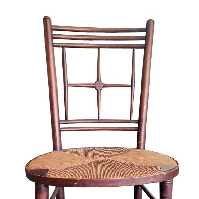 Morris & Co. Circa 1880s Arts & Crafts Single Rush Round Seat Chair From Sussex by Morris & Co. For Sale - Image 4 of 12