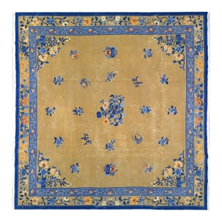 Vintage Chinese Art Deco Hand Knotted Wool Rug,10'8'' X 11'1'' For Sale