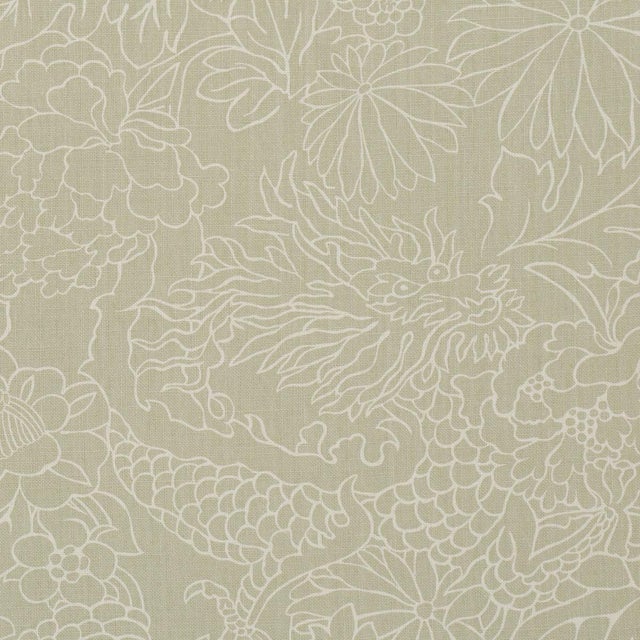 Traditional Schumacher Chiang Mai Dragon Silhouette Fabric In Almond Dust For Sale - Image 3 of 5