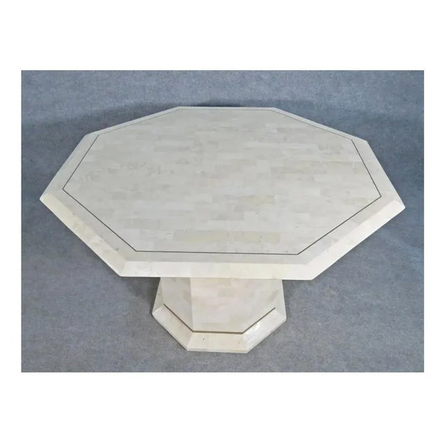 Mid 20th Century Tessellated Stone and Brass Dining Table For Sale In New York - Image 6 of 8