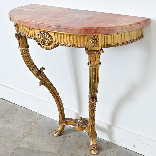 French 19th Century Giltwood Marble-top Wall Console For Sale - Image 11 of 12