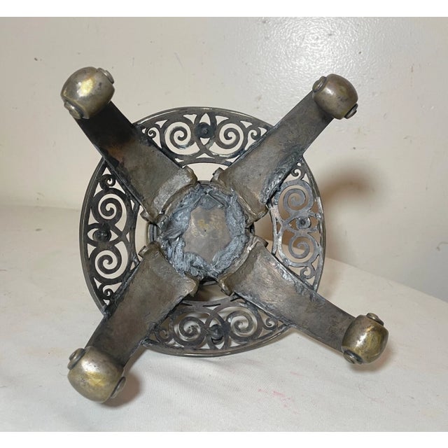 Antique 1800's Hammered Footed Bronze Arts & Crafts Christmas Tree Stand Pricket For Sale - Image 12 of 12
