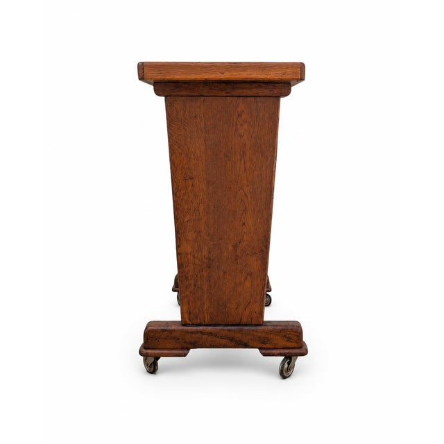 Serving Trolley in Oak Wood with Black Tile Top and Wheels, 1950s For Sale - Image 6 of 10