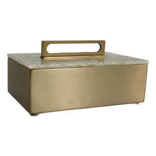 Revelation Modern Quartz and Satin Brass Box For Sale