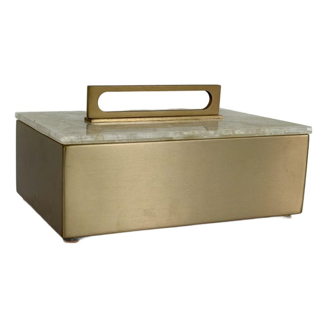 Revelation Modern Quartz and Satin Brass Box For Sale