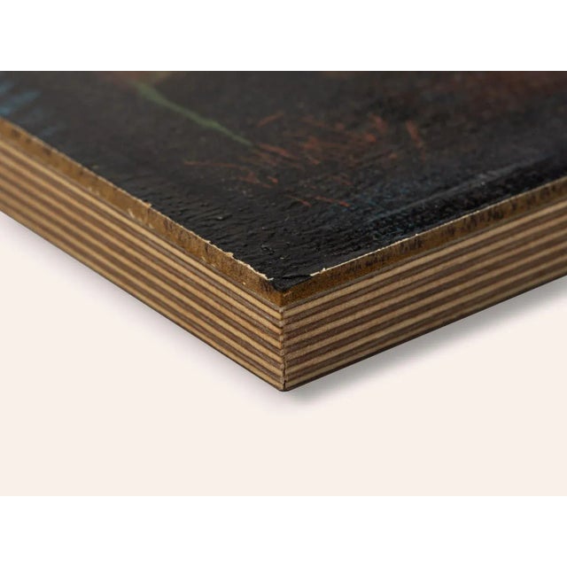 Black R. Marien, Pigalle in the Night, Oil on Wooden Plate, Framed For Sale - Image 8 of 10