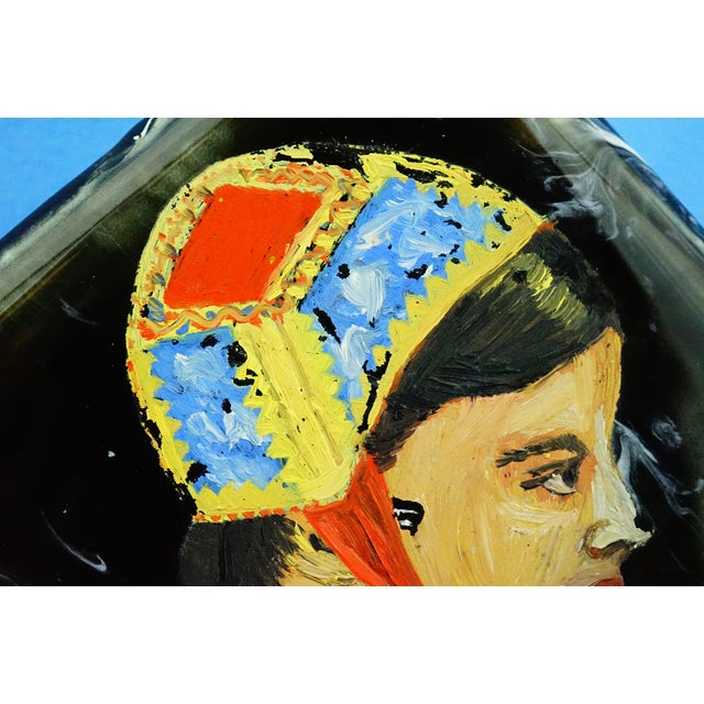 20th Century, Ceramic Tile, Woman in Sardinian Costume, by c.i.s.a. Sassuolo, Style E. Altara., 1950s For Sale - Image 9 of 13