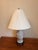 1980s Vintage 32” Chinoiserie Floral Porcelain Table Lamp With Raised Flower Knockers and Shade For Sale - Image 5 of 12