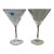 Pair of Vintage Mikasa Cheers Etched Ring Glass Martini Cocktail Glasses Horizontal Pattern Modernist Barware For Sale