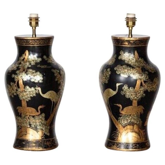 Large Chinese Papier-Mâché Table Lamps, 1950s, Set of 2 For Sale - Image 14 of 14