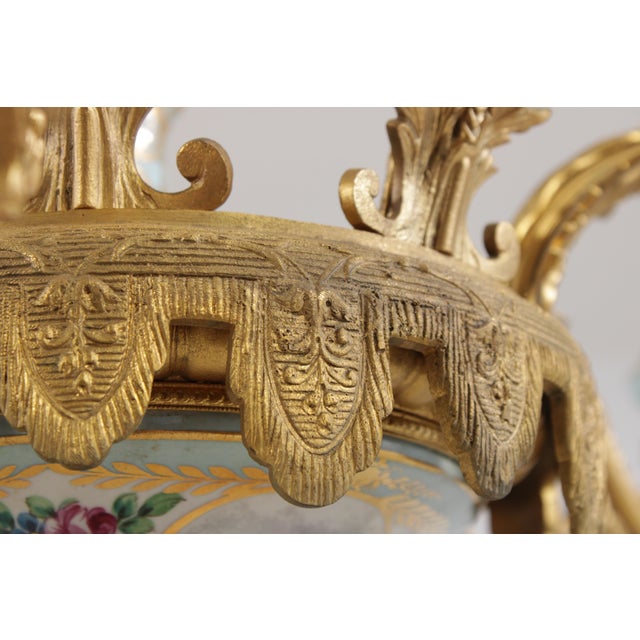 Bronze Vintage Sevres Style French Porcelain 8 Light Chandelier For Sale - Image 8 of 18