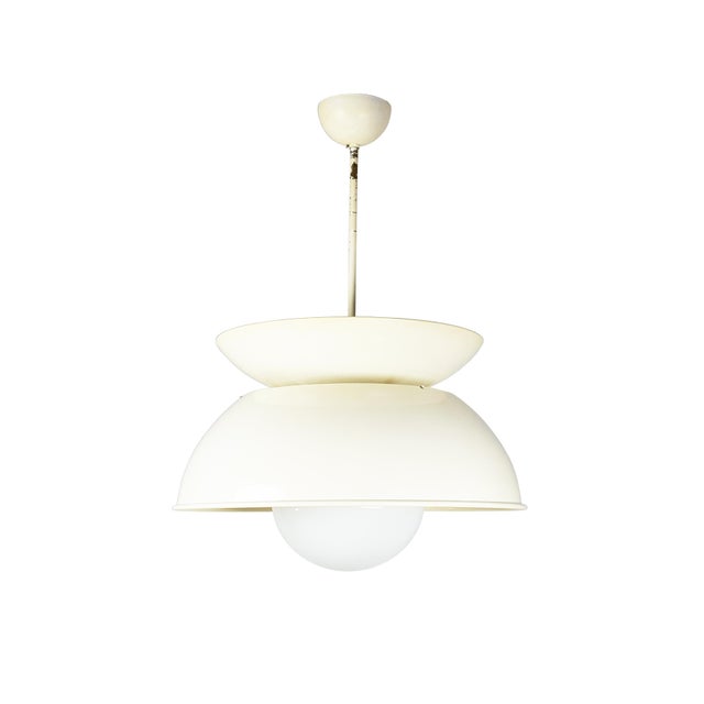 Cetra Pendant Lamp in Ivory Painted Brass and Metal by Vico Magistretti for Artemide, 1960s For Sale - Image 14 of 14