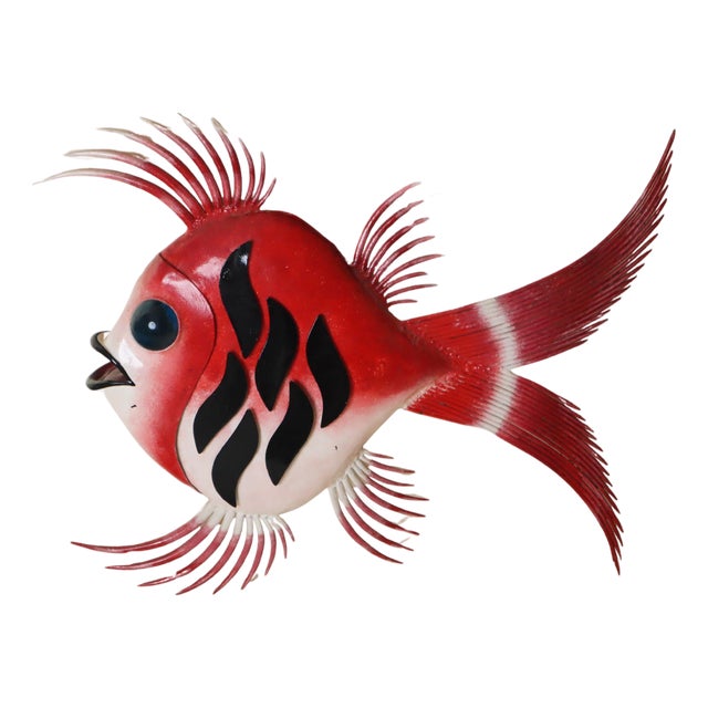 Mid-Century Red Fish with Aquamarine Eye Wall Light, 1950s For Sale