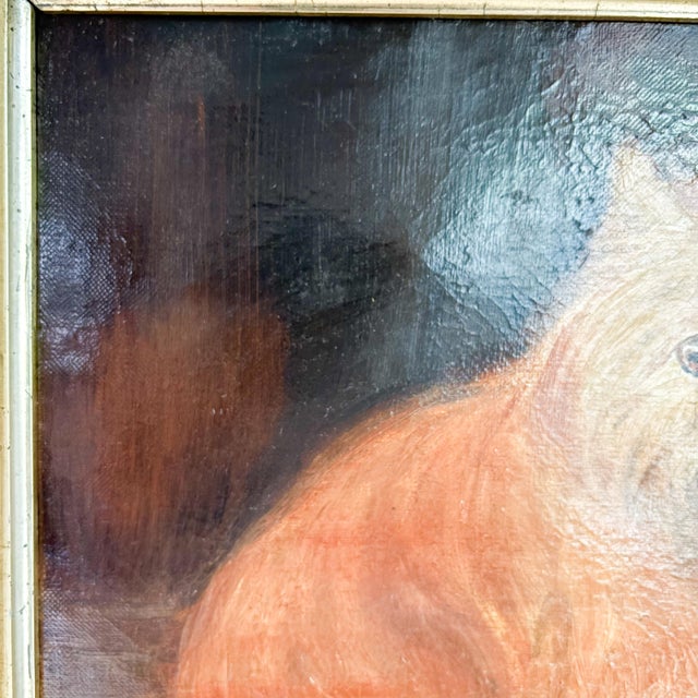 Late 19th Century Distressed Antique Dog Oil Painting Framed, Late 1800's Portrait of a Dog For Sale - Image 5 of 18