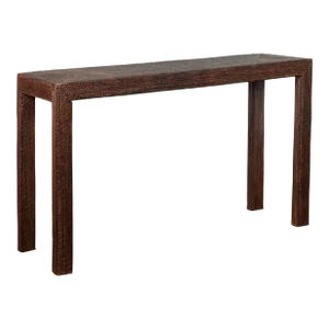 Rustic Vintage Thai Dark Brown Stained Woven Rattan Country Style Console Table