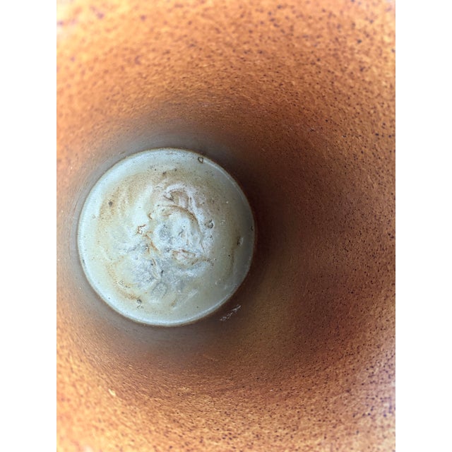 1980’s Vintage Organic Speckled Glazed Studio Pottery Planter / Vase For Sale - Image 11 of 12