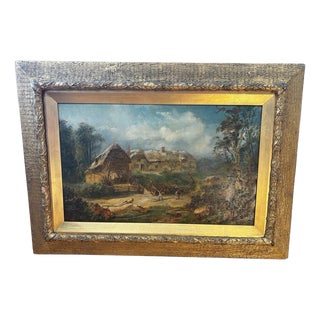 R.Randell, The Cottage, Oil Painting on Canvas, Framed For Sale