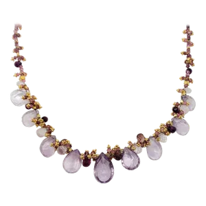 Estate Amethyst Multi Shape Necklace in 18k Yellow Gold