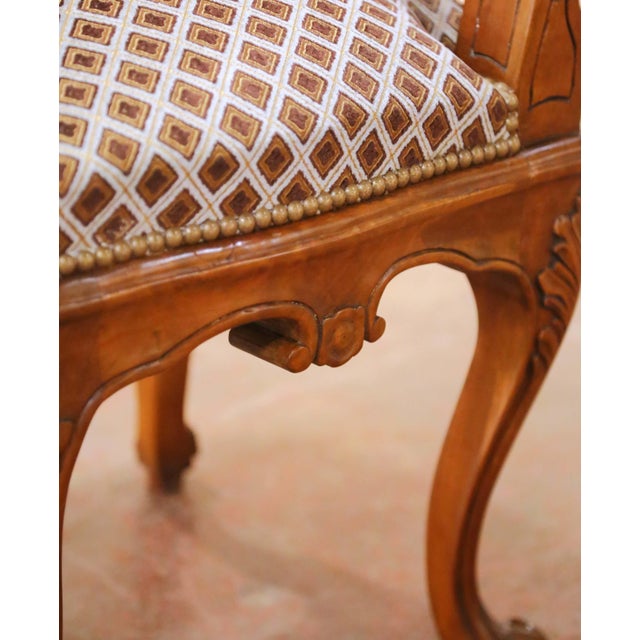 Brown Mid-Century French Louis XV Walnut Desk Chair With Upholstered Seat For Sale - Image 8 of 11